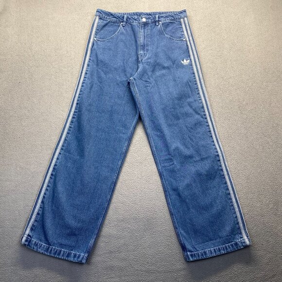 Adidas Originals Adicolor Denim Firebird Pants JMens eans 36" Size 36 JC6234 - Picture 1 of 16